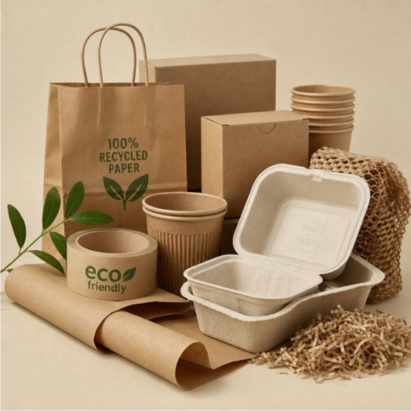 Materiales de embalaje ecológicos: papel kraft.