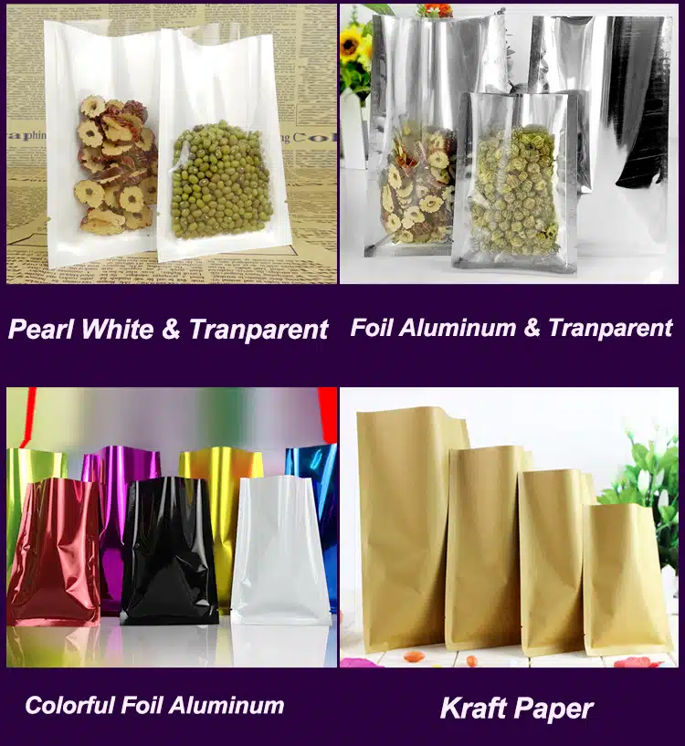 Mylar Foil Open Top Heat Seal 3 Side Seal bags