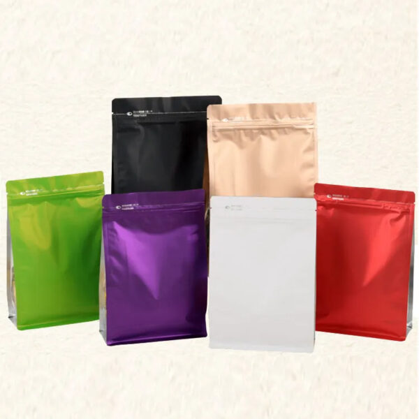 Flat Stand Up Bottom Coffee Tea Packaging Bags With Valve