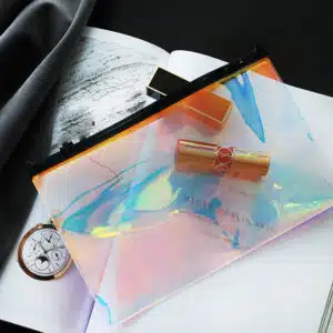 Holographic Pencil Zipper Contents Cosmetic Pouch Bag
