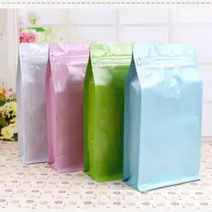 Flat Stand Up Bottom Coffee Tea Packaging Bags With Valve