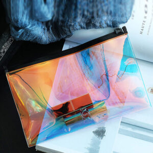 Holographic Pencil Zipper Contents Cosmetic Pouch Bag