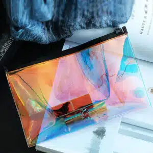 Holographic Pencil Zipper Contents Cosmetic Pouch Bag
