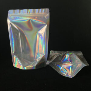 Bolsa con cremallera y soporte holográfico con láser