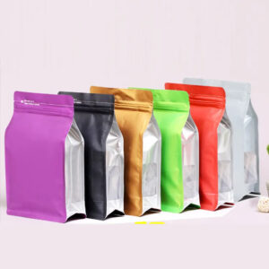 Flat Stand Up Bottom Coffee Tea Packaging Bags With Valve