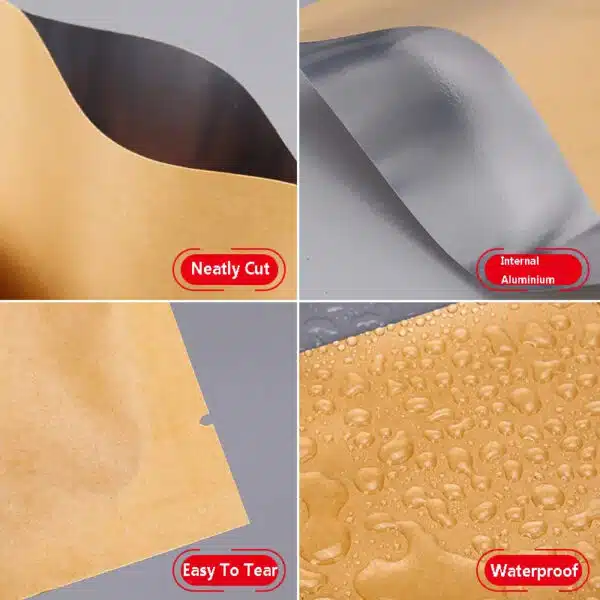 stand up kraft paper bags with aluminum foil inside