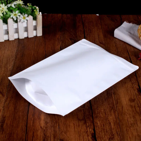 Bolsas de papel Kraft blanco al por mayor con papel de aluminio en el interior