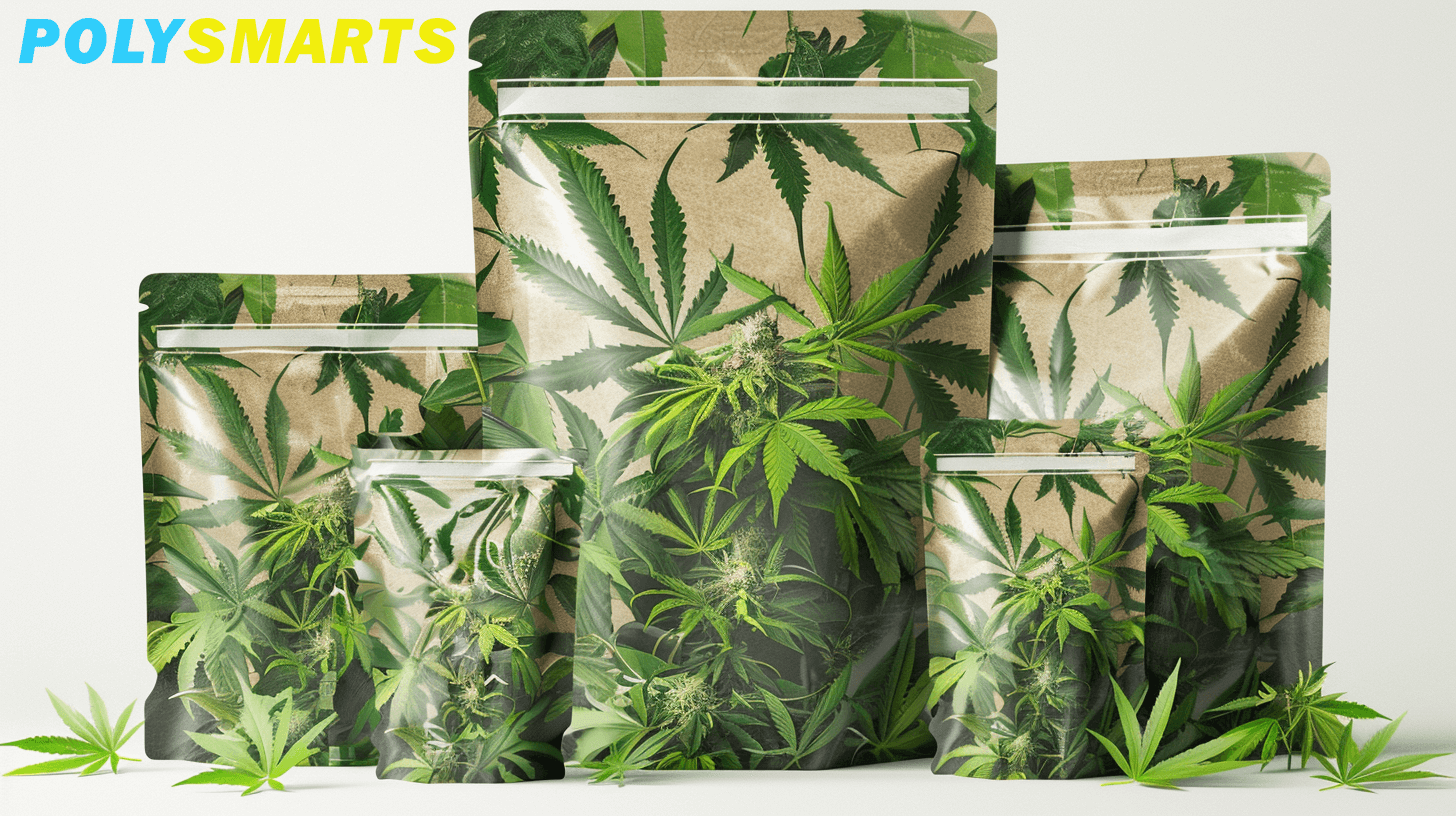 Varias capacidades de bolsas de marihuana.