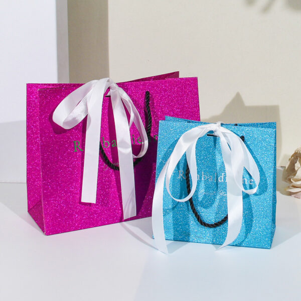 Embalagem de saco de papel com brilho de luxo personalizado