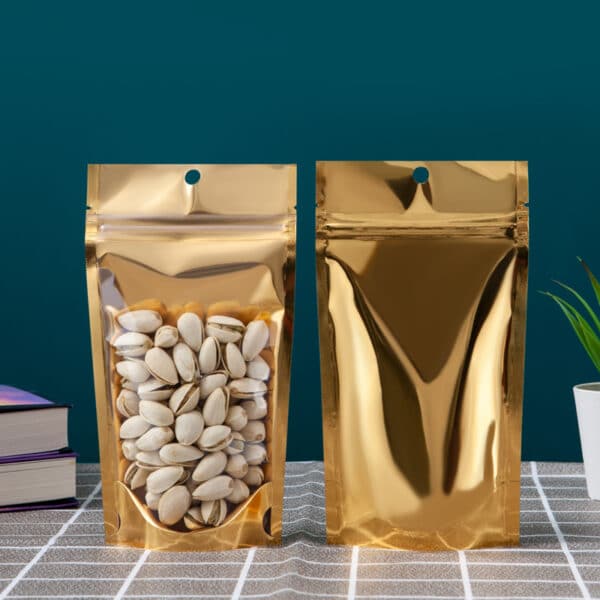 Gold Metallic Mylar Stand Up Pouches