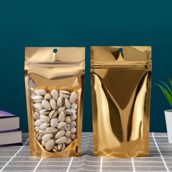 Gold Metallic Mylar Stand Up Pouches