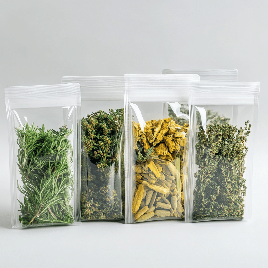 flat pouches for herb packaging