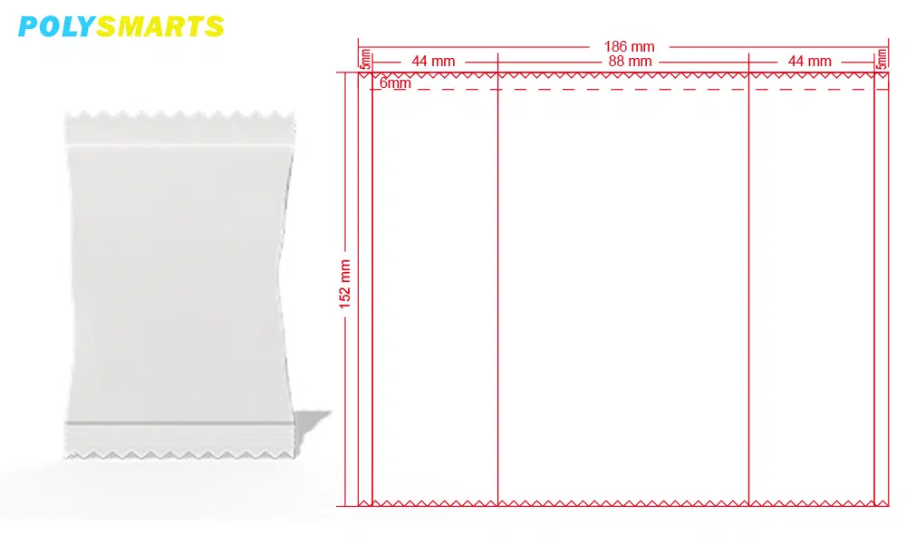 Sachet packaging dieline