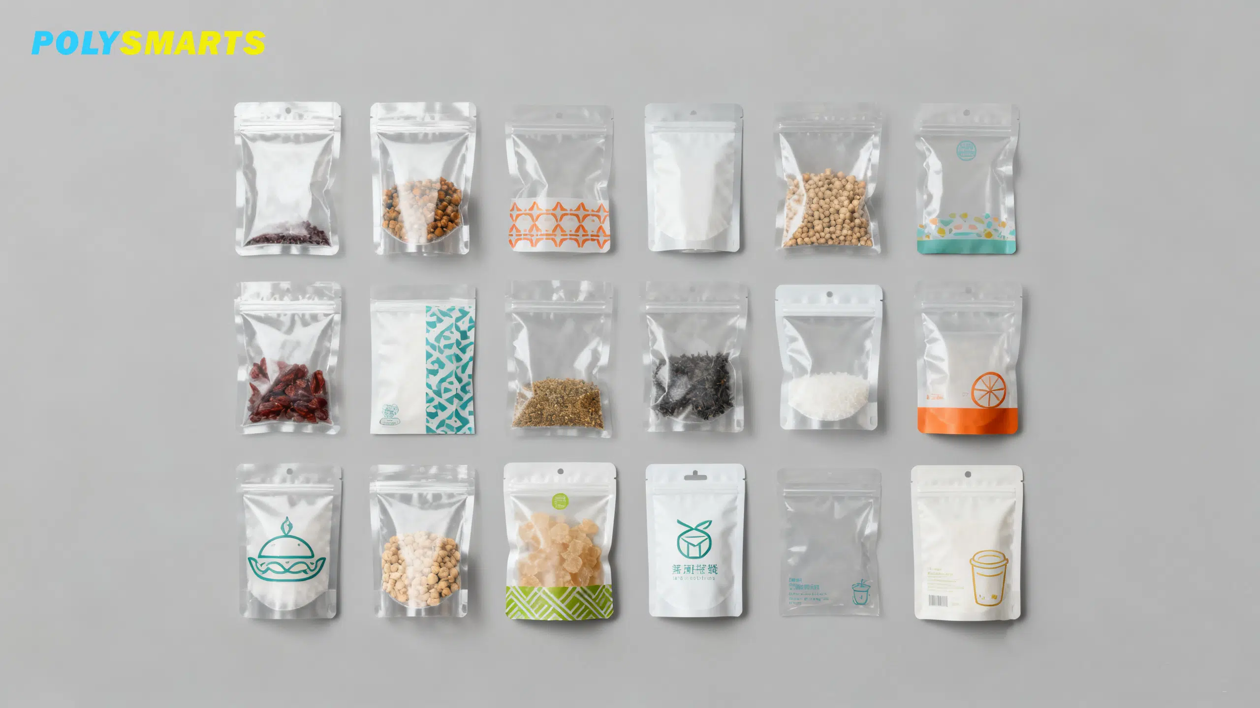various plastic pouches