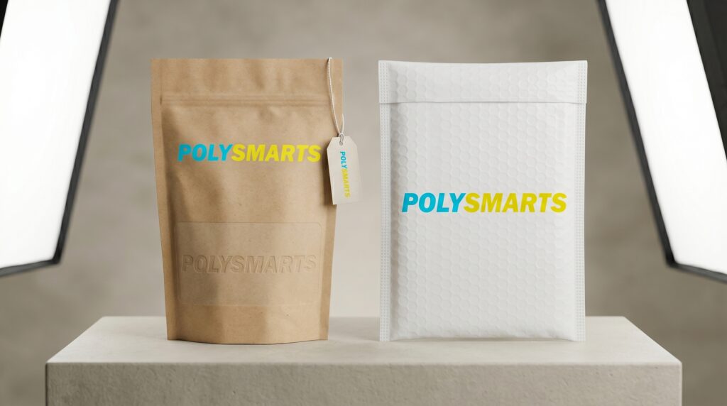custom packaging bags with Polysmarts Logo